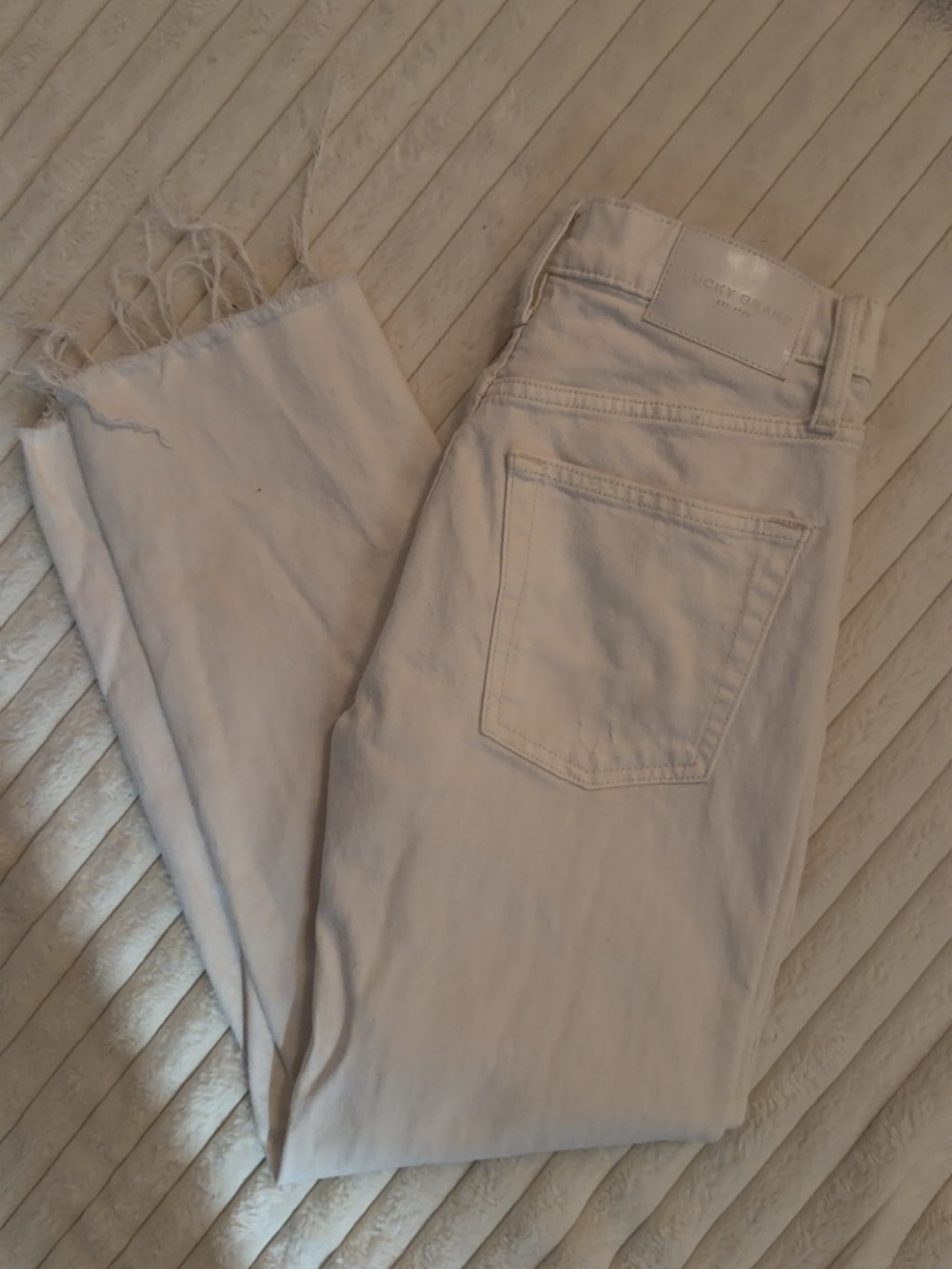Lucky Brand Light Beige Cropped Straight-Leg Jeans